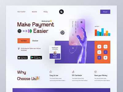 Finance web Landing 3d bank bank app banking card colors finance fintech interface landing layout minimal product design typogaphy ui ux visual wallet web website