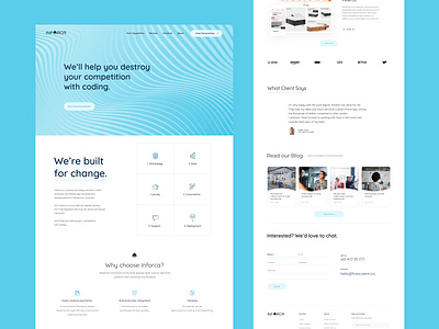 Landing page design for Inforca.com website ai australia blue brand identity branding ecommerce inforca landing page design landingpage minimal minimalistic orca portfolio responsive design responsive website design ui web webdesign website website design