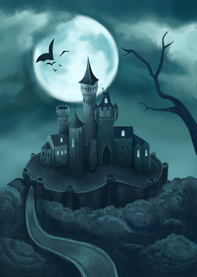 Vampire's nest bats castle dracula moon vampire