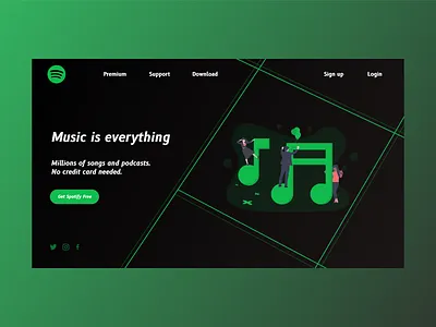 Spotify Landing Page adobe xd landing page landing page design music photoshop spotify ui user experience user interface ux web design