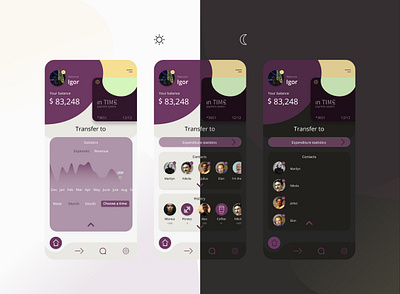 In Time - A service that will transfer money in any era app dark mode design finance logo minimal mobile ui typography
