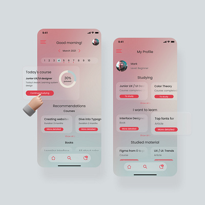 An app for training designers app design glass illustration mobile ui study training trend typography