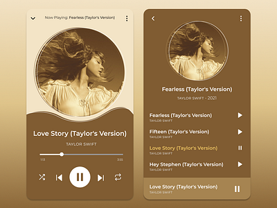 Daily UI #009 - Music Player app daily ui daily ui 009 daily ui challenge dailyui dailyuichallenge design fearless music music app music art music player taylor swift ui ux