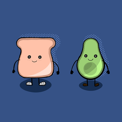 avocado & toast avocado cartoon illustration procreate toast