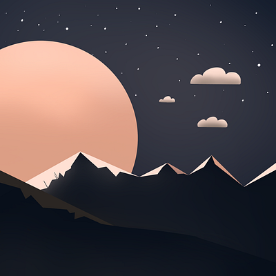 night sky illustration moon mountains night sky procreate stars