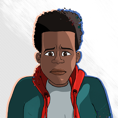 miles morales cartoon glitch illustration miles morales procreate spider verse