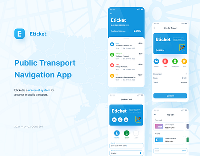 Eticket App - Transport Payment app bank card banking banking app colorful map navigation payment app payment form transfer money transport travel ui design user inteface ux design