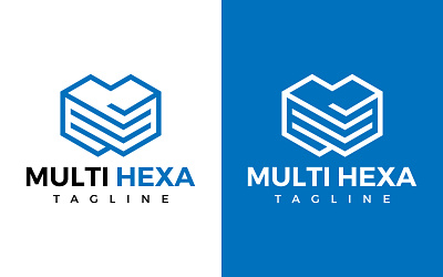 Multiple Hexagon Logo Technology Files Logo Stack Logo online digital box