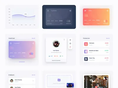 UI Elements Design app card cards clean component credit card dailyui design interface minimal simple ui ux web