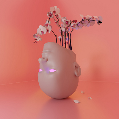 007 - In Bloom 3d 3d art 3d artist 3d design 3d designer 3d modeling artist artwork blender blender 3d cgart cover cover art design flowers head