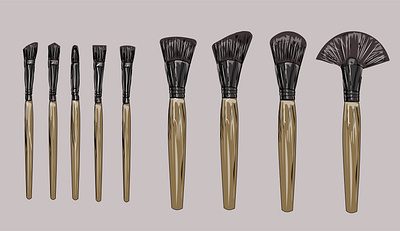 Makeup brush vector mockups of beauty cosmetics accessory applicator apply art artist background beautiful beauty black blush brush care collection cosmetic decorative different sizes drawing equipment face facial