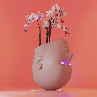 007 - In Bloom 3d 3d art 3d artist 3d design 3d designer 3d modeling artist blender blender 3d cgart cover cover art cover design design flowers head