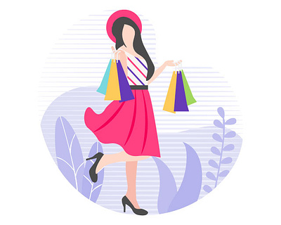 Shopping designs discount enjoyment entertainment fun illustration purchase shop shopping vector women