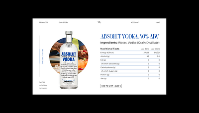 Absolut Vodka alcohol drink landing page landingpage product product page ui ui design uiux web webdesign website website design wine