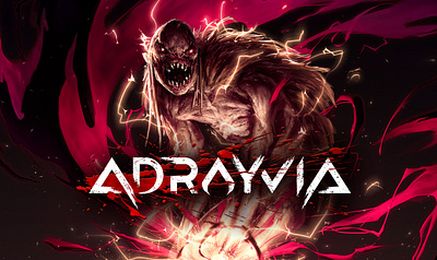 Adrayvia Game Logo Design action adventure blood branding game logo lettering logo logo design monsters rpg typography typography logo video games