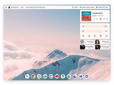 Android Desktop Experience 5g android android 12 android pc android shortcuts big wild blue blue pink chrome chrome os control center desktop desktop apps google apps infinity macos music widget pink widgets