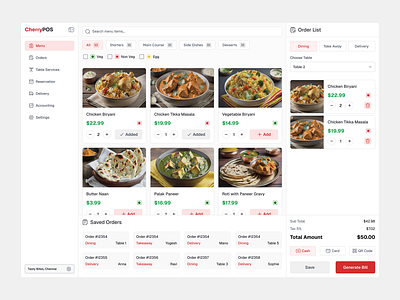 Menu & Billing - Restaurant POS billing figma pos pos system restaurant management restaurant menu restaurant software restaurantpos ui ui design uiux