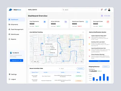 Smart Logistics Dashboard – Fleet & Shipment Tracking branding dashboard ui dashboarddesign dribbble figma fleetmanagement logistics shipping shipping ui tracking tracking ui ui uiux webapp