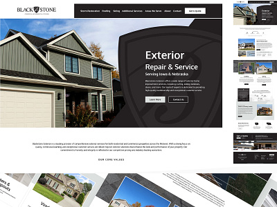 Blackstone Exteriors Website Design commercial website exterior website home repair website house website iowa residential website roofing roofing website siding siding website