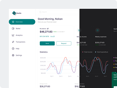 Finance Dashboard in Light and Dark Modes branding design product design ui ux