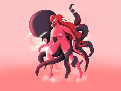 Woman Octopus farhay feminism florian farhay girl character lens flare mermaid nude woman ocean octopus octopus illustration pink color sexy sexy girl sexy woman squid tentacle water woman woman illustration woman water