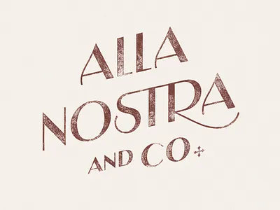 Alla Nostra + Co. Stamp Logotype brand identity branding cocktail cocktail brand handlettering italian italian icon lettering logotype mobile cocktail cart new york cocktails new york small business prosecco stamp stamp texture typography