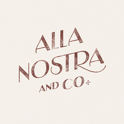 Alla Nostra + Co. Stamp Logotype brand identity branding cocktail cocktail brand handlettering italian italian icon lettering logotype mobile cocktail cart new york cocktails new york small business prosecco stamp stamp texture typography