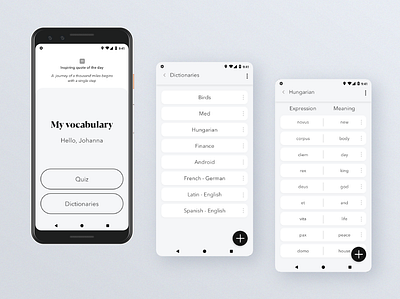 My vocabulary app screens design ui ux