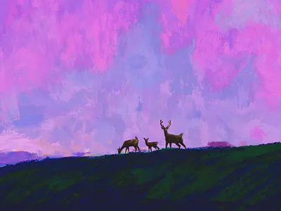 I'll Remain Under Our Antique Sky deer digital illustration digital painting digitalart family illustraion photoshop