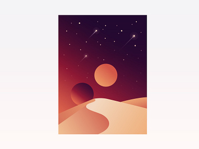 Moons dune illustration moon planets scifi shooting star sky star wars stars