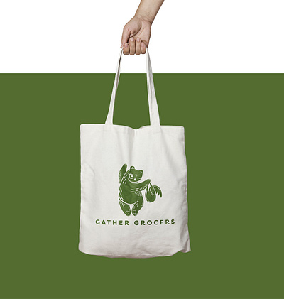 Gather Grocers Logo Bag bear bear logo bears grocery grocery store logo logo design logodesign logos