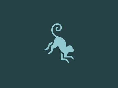 Monkeyjump 1 animal branding chimp chimpanzee curl jump leap logo mark monkey primate swirl tail