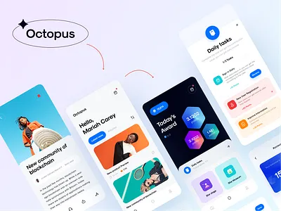 Blockchain Trendy play app apple art blockchain blockchain cryptocurrency blue branding card community icons logo mobile task typography ui ux