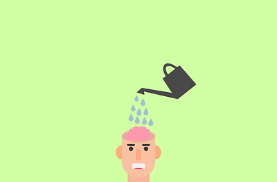 Watering the brain design flat illustration illustrator minimal vector