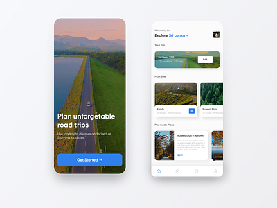 Road Trip App app appdesign design figma interface minimal productdesign roadtrip tour travel trip typography ui uidesign uidesigner ux uxdesign uxdesigner uxui xd