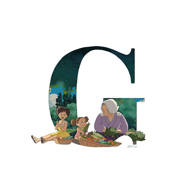 G for Granny 36 days of type 36daysoftype design ghibli illustration procreate studio ghibli typography