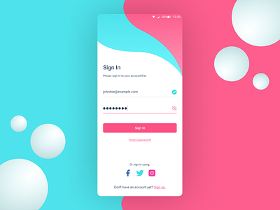 Pink and Blue Mobile Login Page blue clean design clean ui design figma illustration illustration art login design login form login page login screen mobile app mobile app design mobile design mobile login mobile ui pink ui ux vector