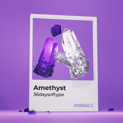 Amethyst 36daysoftype 3d amethyst blender colors font gems illustration lettering pantone render rocks type