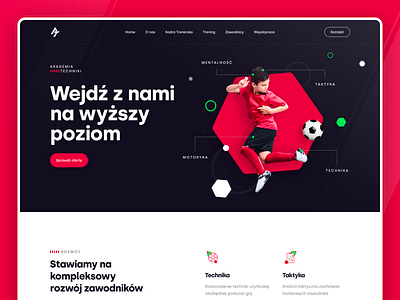 Akademia Techniki Hero Section ball button contact design football hero hero section icons illustration logotype mentalhealth menu player soccer sport training typography ui ux