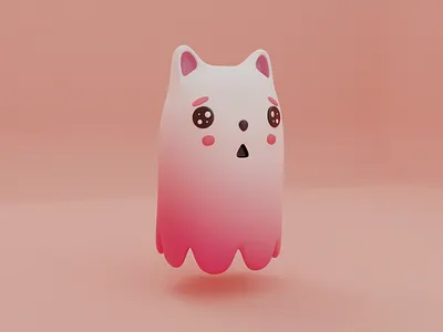 Neko Ghost Cute 3d 3d art 3d artist 3d modeling 3danimation 3dartwork adobe animation blender blender3d blender3dart illustration ilustrator mascot neko vector