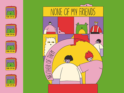 Friends book illustration colorful editorial friends geometric green illustration window zoom