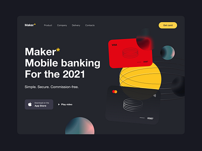 Mobile Banking Landing Page Identity bank cards banking banks black white cards dark mode dark ui fintech identity landingpage ui visual identity web web design web page website