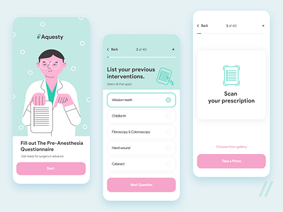 Pre-Surgery Survey App anesthesia app design health healthcare healthcare app illustration medical medicine mobile mvp online purrweb questionnaire react native startup stomatology surgery ui ux