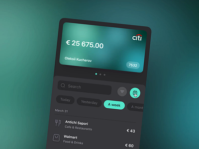 Transactions Filter for Money Manager App after effect animation bank bank card banking calendar credit card filter finance fintech glow motion movement transactions ui ux ux design web app