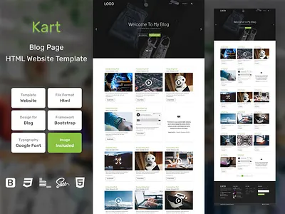 Kart Blog Page HTML Web Template V1.0 bem blog business homepage html personal portfolio sass shop store web website