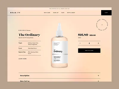 BEAU.TY - Product details page clean design e commerce ecommerce eshop product shopify skin care ui ux web