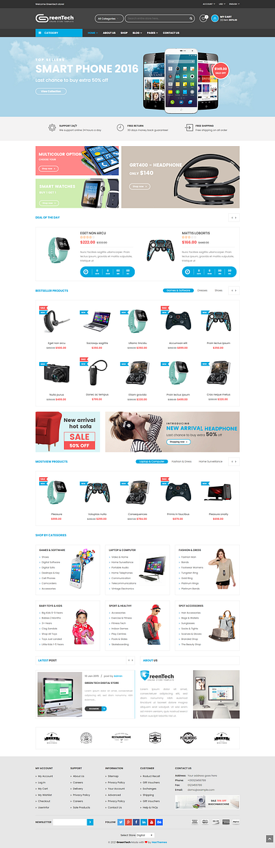 GreenTech Electronics Fashion Store HTML Template accessories apparel clean electronics electronics html elegant shop fashion furniture store html5 interior modern responsive shop shopping store