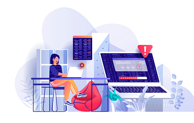 Programming Software Flat Concept 3d activity cartoon character concept design flat gradient graphic header homepage illustration landing page people person scene vector web website