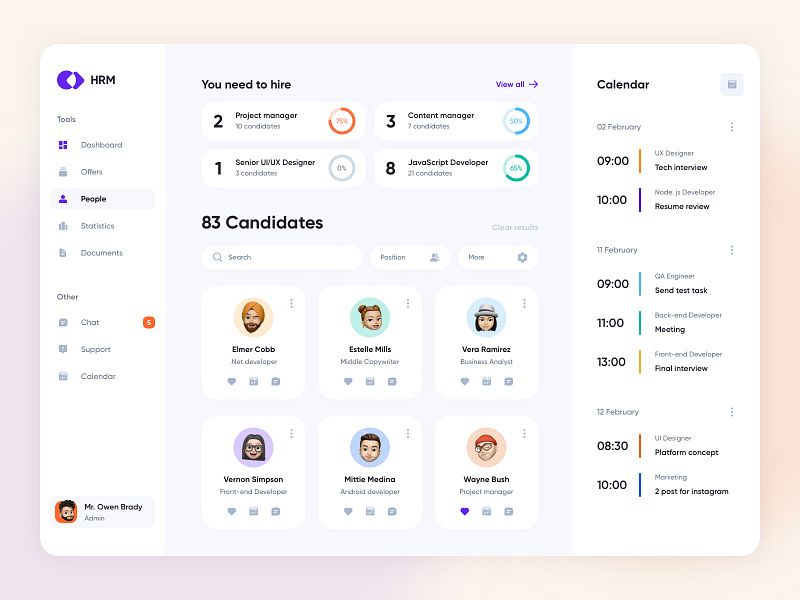 HRM System candidates concept dashboard design hr app hr management hr software hrm illustration offers people ui ux