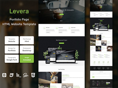 Levera Portfolio Page HTML Web Template V1.0 bem blog business homepage html personal portfolio sass shop store web website